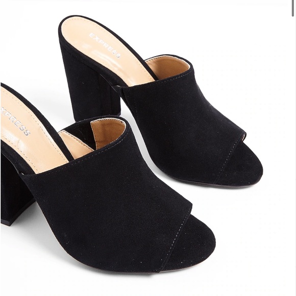 Express Shoes - EXPRESS BLACK HEELED SLIDE MULES